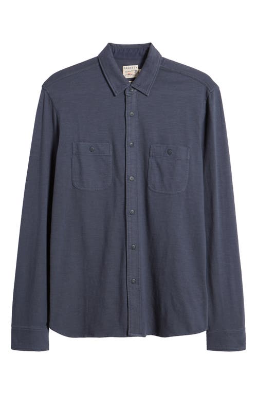 Knit Seasons Organic Cotton Button-Up Shirt in Dune Navy
