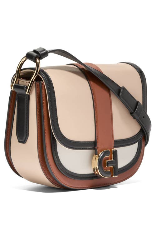 Shop Cole Haan Mini Essential Saddle Bag In Brit Tan/ivory/black