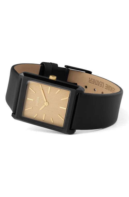 Breda Virgil Leather Strap Watch, 26mm In Black/black/gold