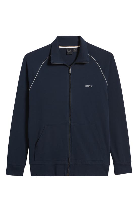 Shop Hugo Boss Boss Mix Match Zip Jacket In Dark Blue