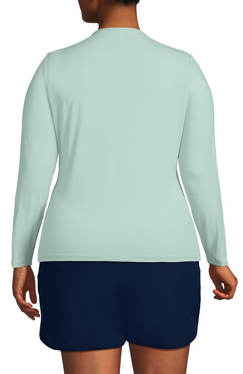 Shop Lands' End Plus Size Crew Neck Long Sleeve Rash Guard Upf 50 Sun Protection Swim Tee In Mint Cream