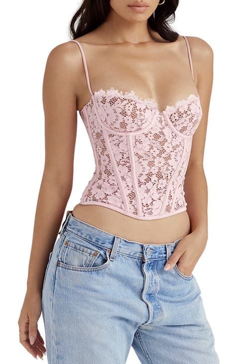 House of CB Floral Lace Underwire Corset Camisole in Rose