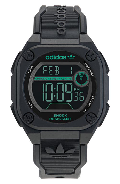 Adidas Originals Adidas City Tech Two Resin Strap Watch, 45mm In Black