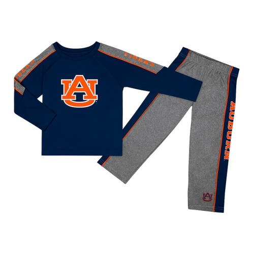 Toddler Colosseum Navy/Heather Gray Auburn Tigers Logo Raglan Long Sleeve T-Shirt & Pants Set