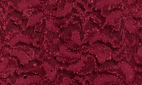 Connected Apparel Stretch Lace Dress With Open Back In Cabernet