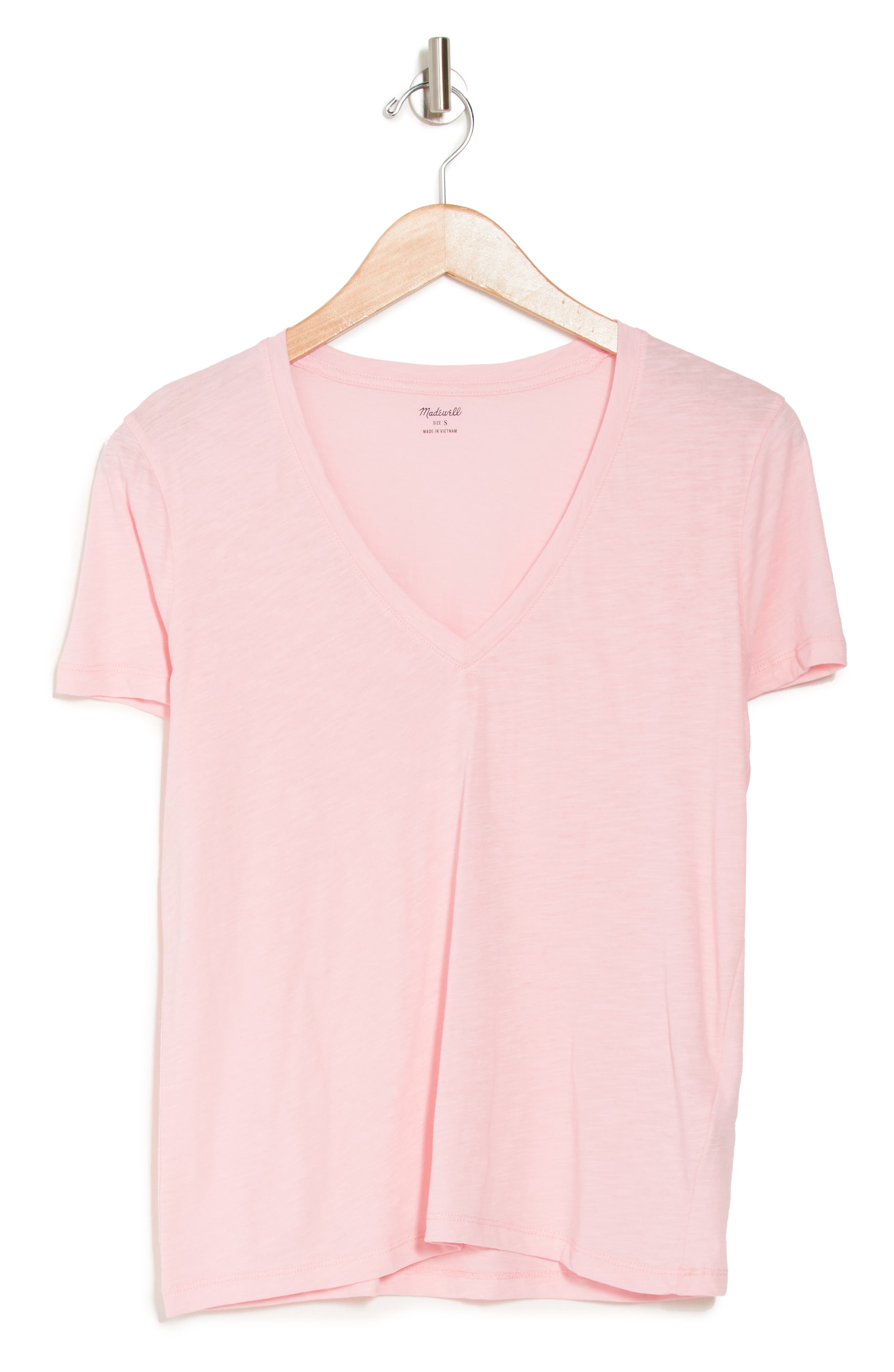 Madewell V-neck Short Sleeve T-shirt In Dark Pink5
