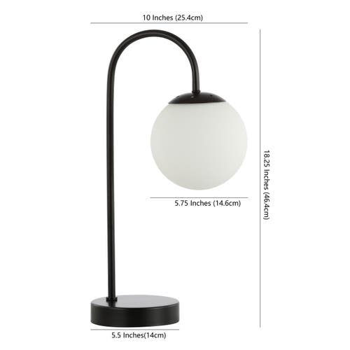 Shop Jonathan Y Arco Iron/glass Minimalist Mid-century Globe Led Table Lamp In Black