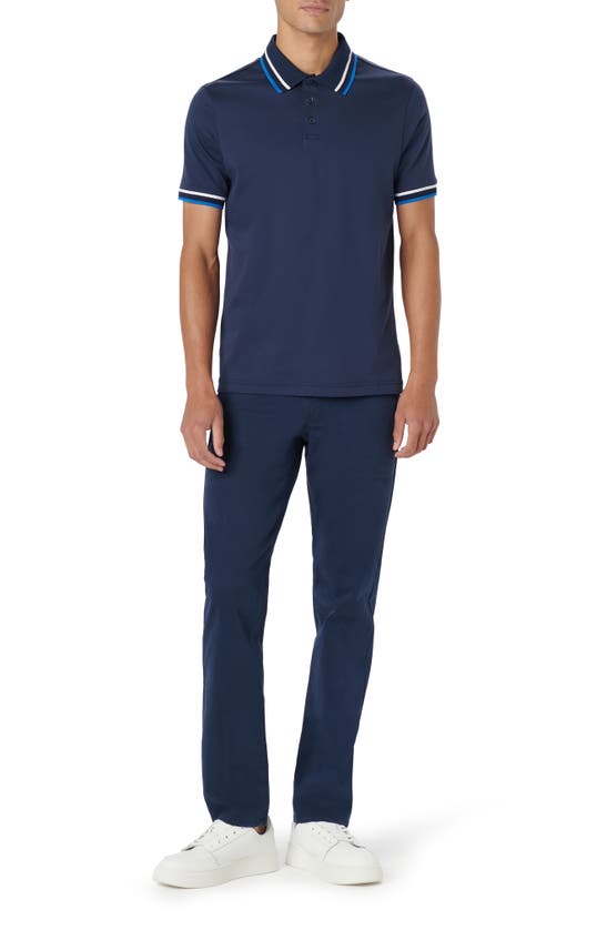 Shop Bugatchi Tipped Short Sleeve Cotton Polo In Navy