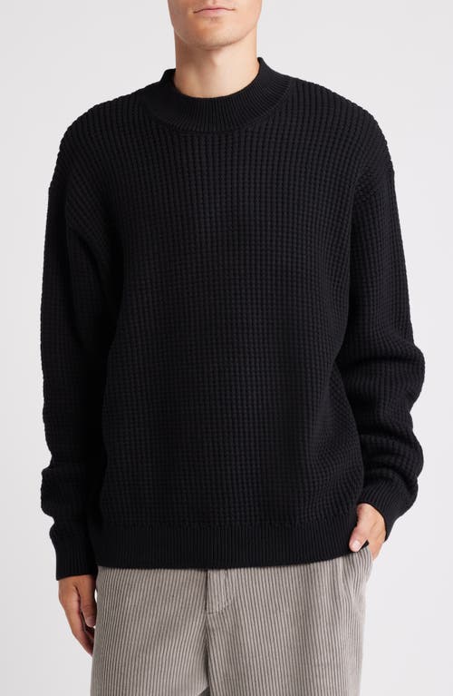 Shop Krost Chunky Cotton Crewneck Sweater In Black