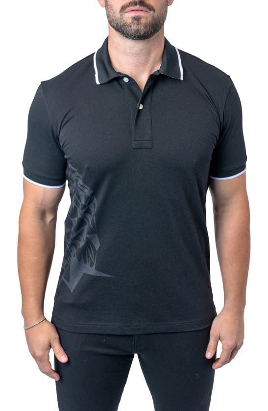Shop Maceoo Mozarttokyo Tipped Black Graphic Polo