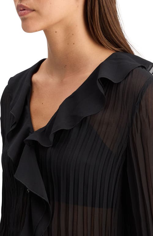 Shop Scotch & Soda Ruffle Pleated Top In Evening Black