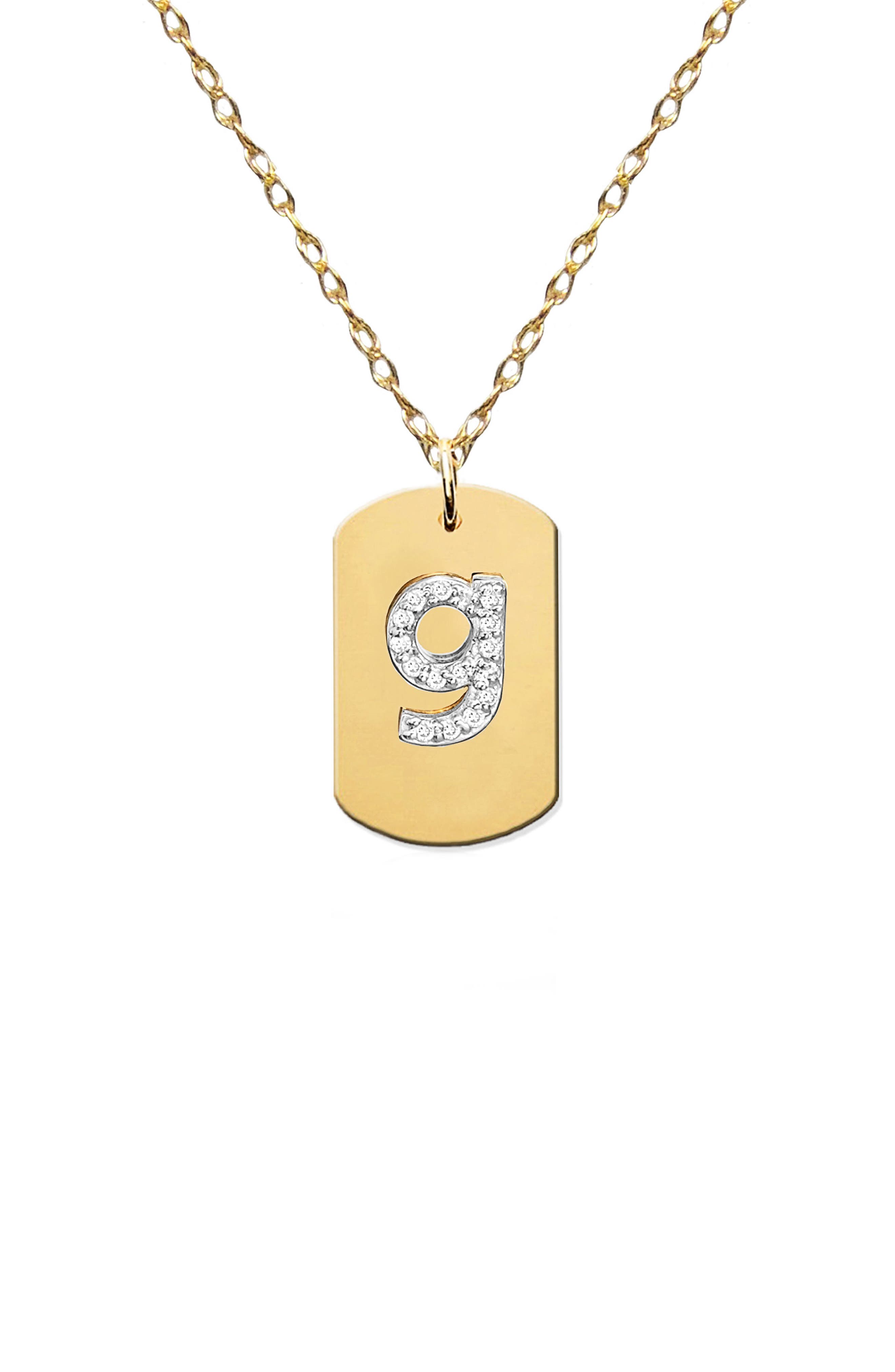 Jane Basch Designs Diamond Initial Dog Tag Necklace (Nordstrom Exclusive)