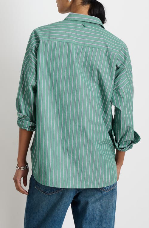 Shop Alex Mill Jo Stripe Cotton Button-up Shirt In Green Stripe