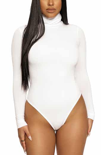 Naked Wardrobe Long Sleeve Faux Leather Bodysuit in Black at Nordstrom,  Size Small - Yahoo Shopping