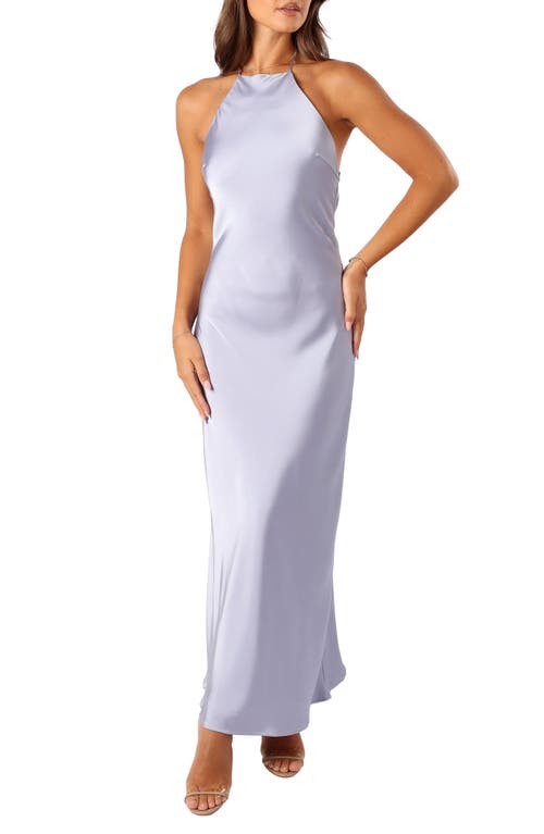 Hadley Satin Halter Dress in Wisteria