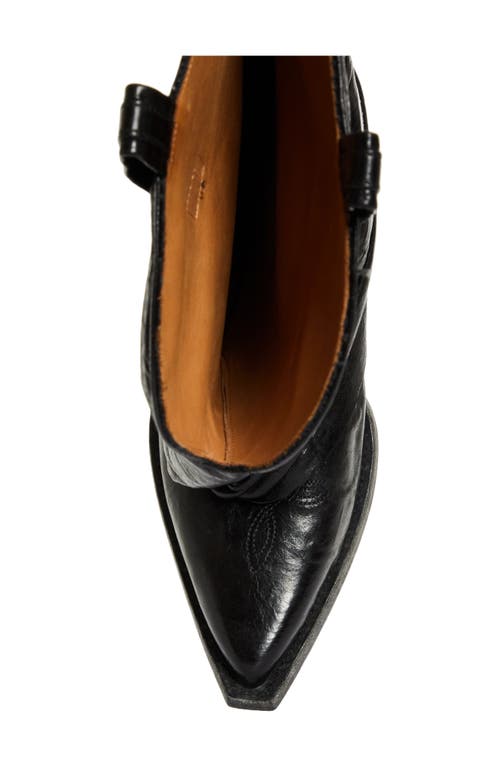 R13 Chunky Sleeve Cowboy Boot In Shiny Black
