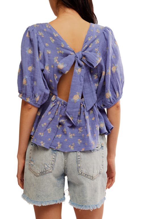 Shop Free People Chloe Mixed Print Back Cutout Top In Indigo Combo