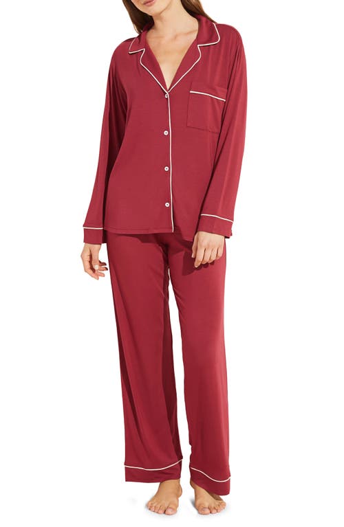 Eberjey Gisele Jersey Knit Pajamas In Sangria/ivory