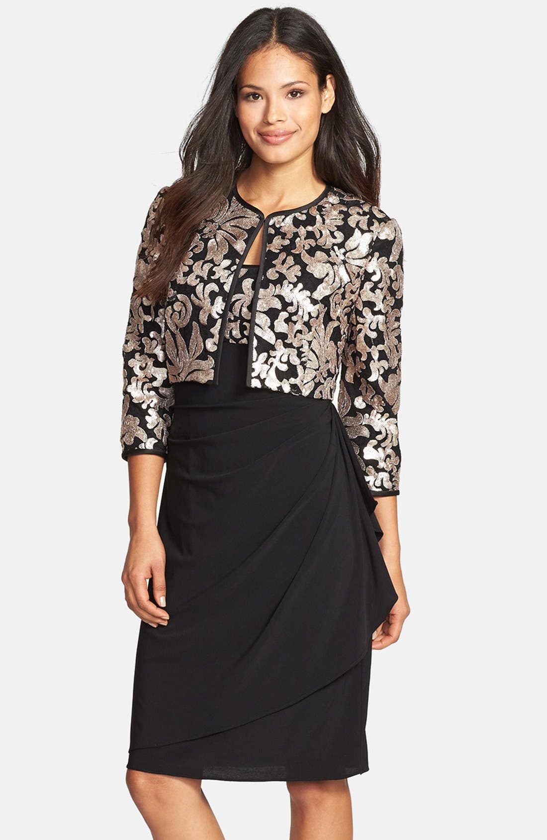 Alex Evenings Embellished Lace Jersey Dress & Jacket (Petite) Nordstrom