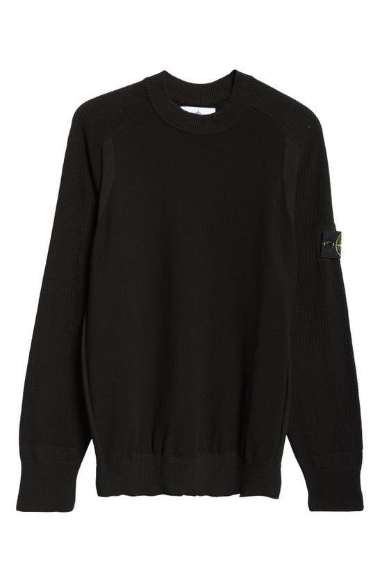 Stone Island Maglia Cotton Crewneck Sweater In Black