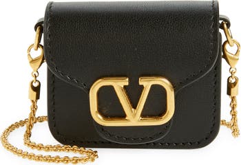 Valentino Vsling Micro Leather Black Cross Body Bag With Gold