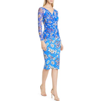Chiara Boni La Petite Shana Long Sleeve Cocktail Dress, US / 46 IT - Blue