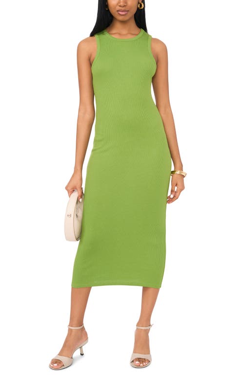 Shop 1.state Back Cutout Cotton Rib Midi Dress In Salted Lime Green