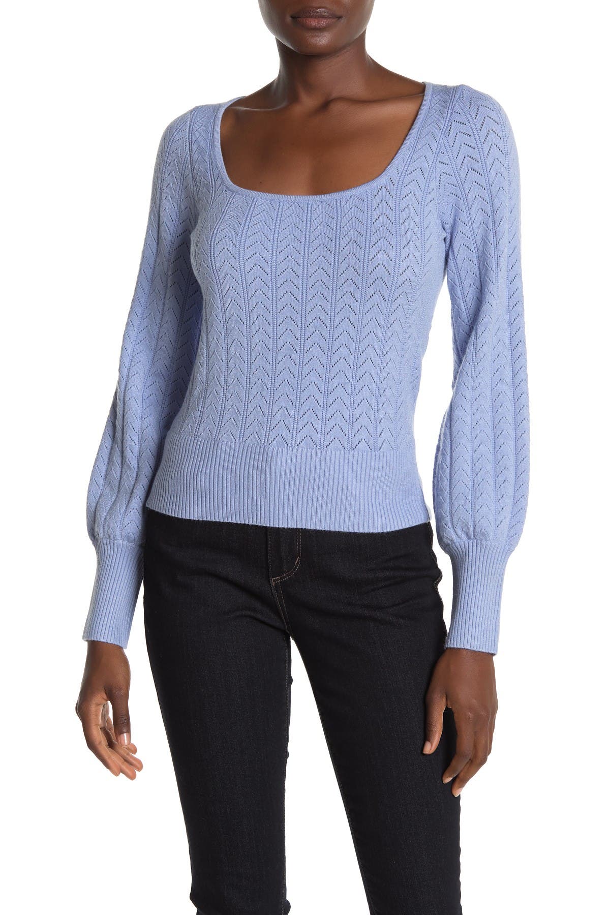 ASTR the Label | Square Neck Puff Sleeve Knit Sweater | HauteLook