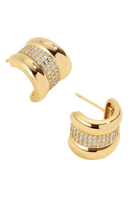 Shop Lili Claspe Coco Shield Huggie Hoop Earrings In Gold