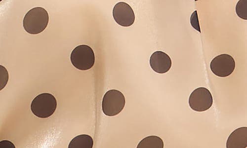 English Factory Polka Dot Puff Sleeve Satin Top In Beige/black