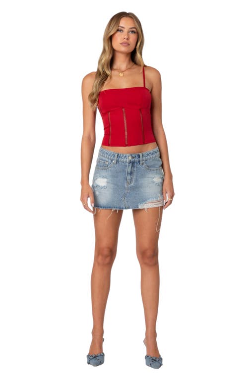 Shop Edikted Jennie Ladder Stitch Corset Camisole In Red