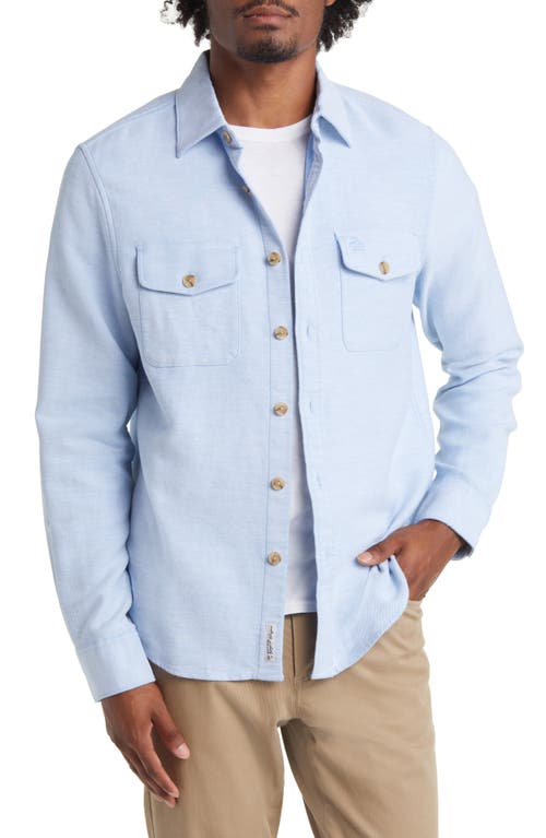 Slim Fit Solid Overshirt in Azure Blue