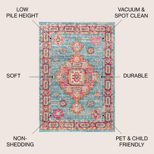 Jonathan Y Bohemian Flair Boho Vintage Medallion Area Rug In Blue/red