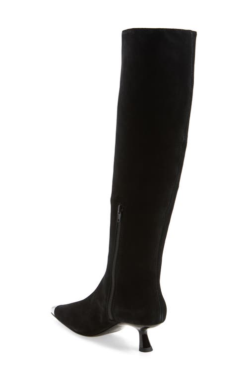 Shop Simon Miller Kuki Cap Toe Over The Knee Kitten Heel Boot In Black/silver