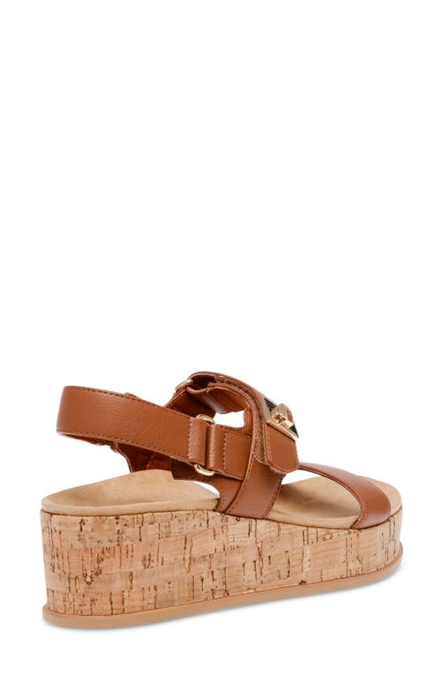 Anne Klein Verse Womens Woven Adjustable Platform Sandals In Cognac