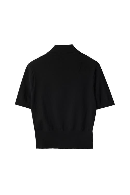 Shop Burberry Cotton Blend Polo Shirt In Black