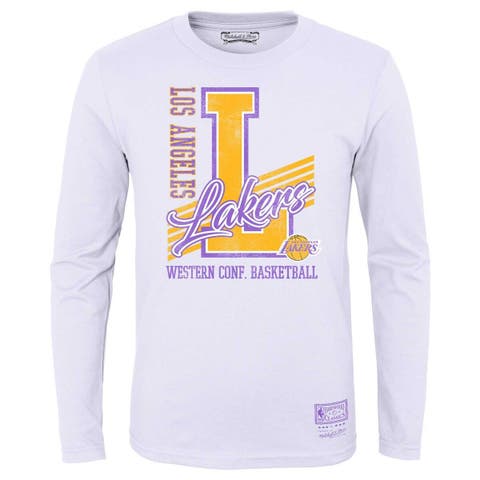 Mitchell & Ness La Lakers Big Face Black & Purple Split Crewneck Sweatshirt