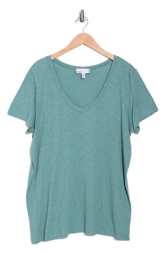 Nordstrom Rack Scoop Neck Slub T-shirt In Green Trellis