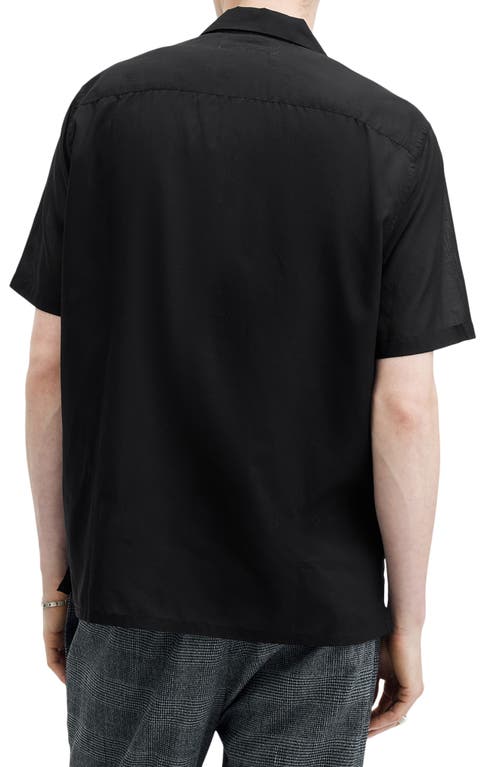 Shop Allsaints Forge Short Sleeve Button-up Shirt In Faded Black