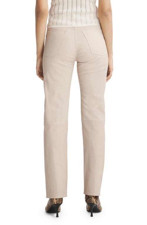 Rag & Bone Harlow Mid Rise Leather Straight Leg Pants In Stone