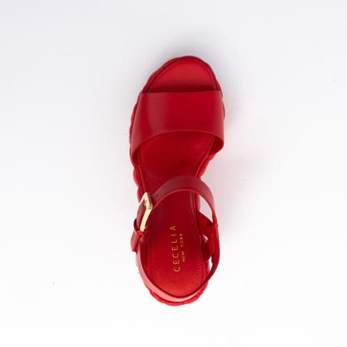 Shop Cecelia New York Betty Quiletd Platform Wedge Sandal In Red