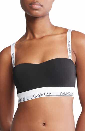 Calvin Klein Heather Grey Unlined Logo-Band Modal Blend Bandeau Bralette