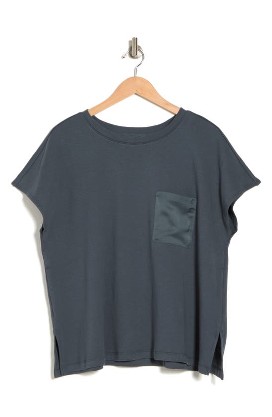 Nordstrom Rack Satin Pocket T-shirt In Blue Slate
