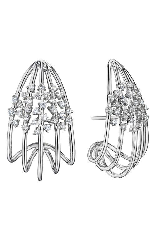 Luminus Diamond Huggie Earrings in White Gold