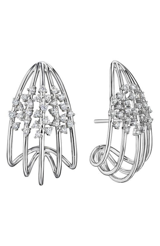 Shop Hueb Luminus Diamond Huggie Earrings In White Gold
