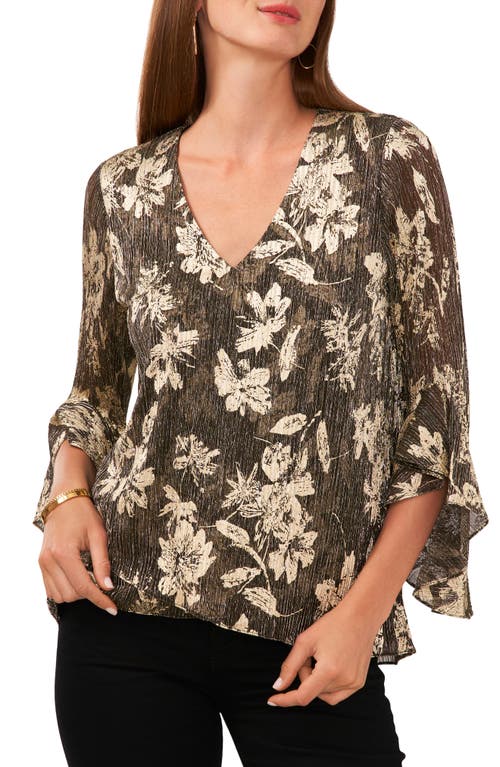 Floral Layered Hem Blouse in Rich Black