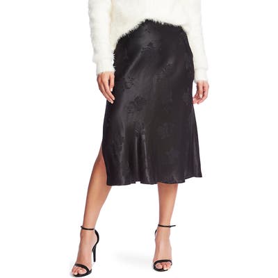 1.state Floral Jacquard Midi Skirt, Black