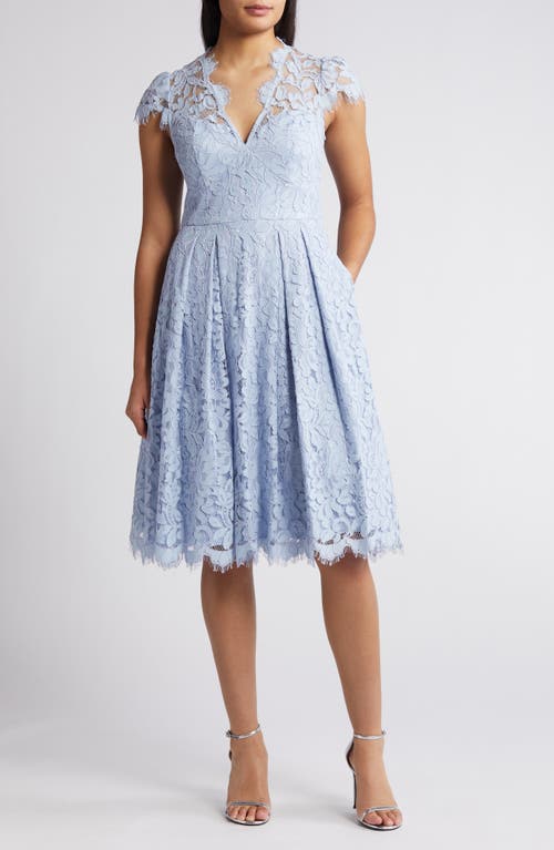 Lace Fit & Flare Cocktail Dress in Periwinkle