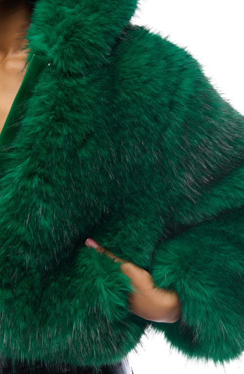 Azalea Wang Gemini Hooded Faux Fur Jacket In Green