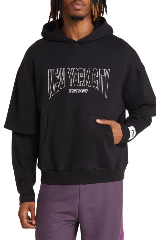 Layered NYC Graphic Hoodie in Black